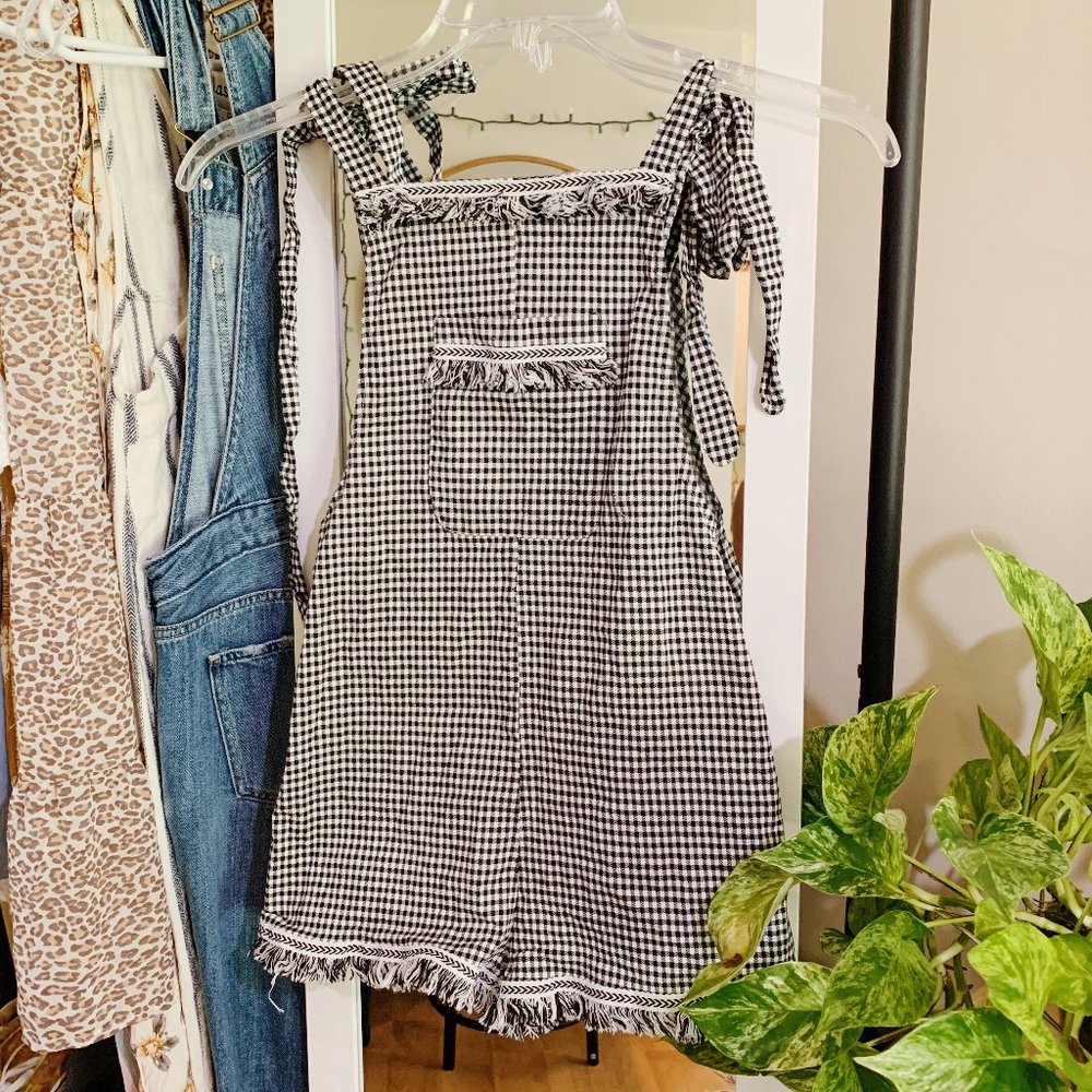 SHEIN Black and White Checkered Romper